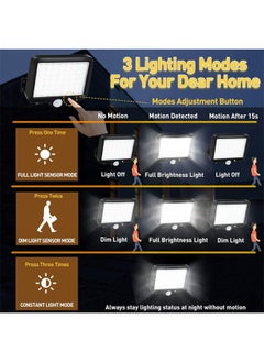 BiuTFon LED Solar Flood Light Solar Light Outdoor 56 LED Solar Light Outside with Motion Detector Ip65 Waterproof 120 Lighting Angle Solar Wall Light for Garden  - Image 3