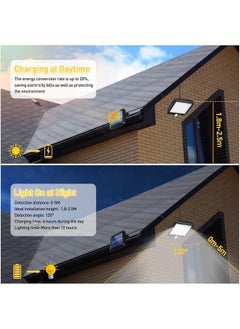 BiuTFon LED Solar Flood Light Solar Light Outdoor 56 LED Solar Light Outside with Motion Detector Ip65 Waterproof 120 Lighting Angle Solar Wall Light for Garden  - Image 2
