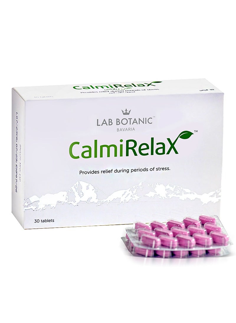 Lab Botanic CalmiRelax Stress Relief Supplements | Stress Relief Tablets For Men & Women |Enhances Sleep & Mental Focus | Reduce Anxiousness Tension & Irritation | Improves Well-being & Health - 30 Tablets  - Image 1