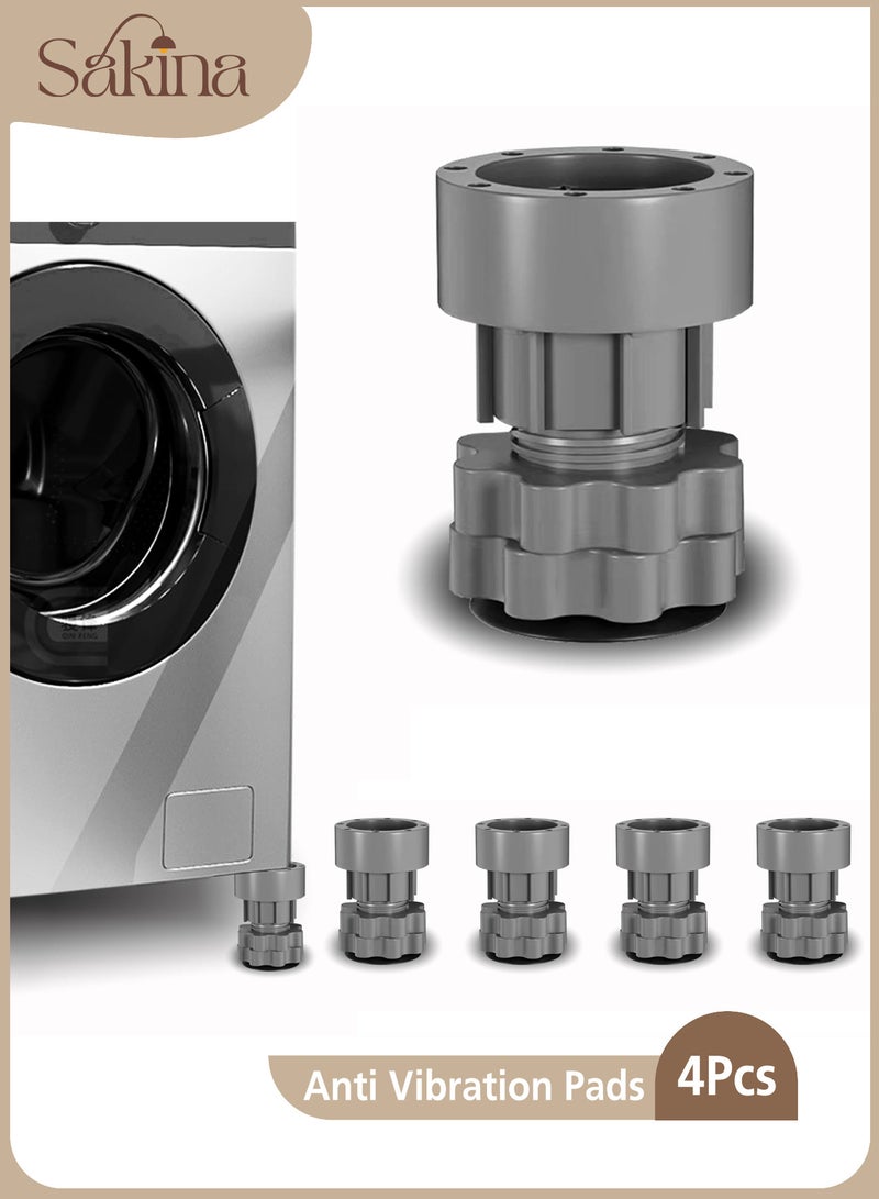 سكينة 4 قطع من وسادات مضادة للاهتزاز لدعم الغسالة، وممتص صدمات مجفف قابل لتعديل الارتفاع، وأقدام مطاطية عازلة للضوضاء، ومثبت قدم الغسالة للأجهزة والأثاث (رمادي) - Image 1