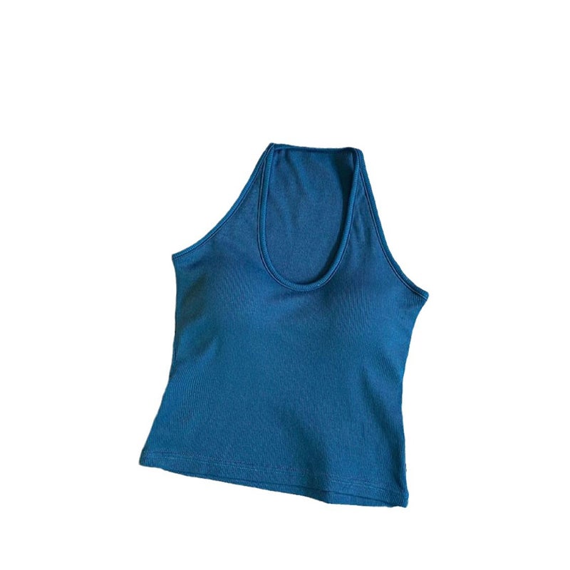 Summer New Halter Neck Camisole Top with Built-in Pads, Slim Fit, U Neck, Backless, Women - Image 5