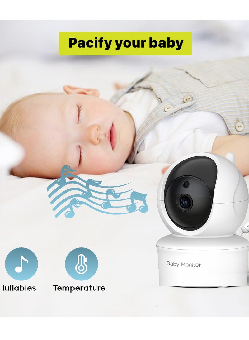غاز مراقبة الأطفال بكاميرا وصوت، شاشة 5 بوصات، رؤية ليلية، حديث ذو اتجاهين، مراقبة درجة الحرارة، أغانٍ مهدئة - Image 4