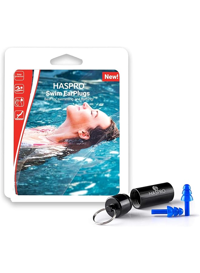HASPRO Swim Earplugs No More Water In Your Ears! Waterproof Earplugs Swimming & Bathing. Reusable Soft Silicone - Image 1