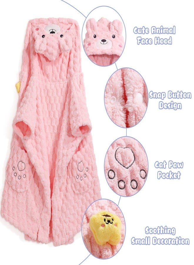 منشفة استحمام وودهوي للرضع، مناشف بونشو فاخرة من الصوف المرجاني للفتيات الصغيرات، مناشف بغطاء رأس للأطفال بمقاس كبير، فائقة الامتصاص لراحة الطفل - هدية رائعة للمواليد الجدد - Image 3