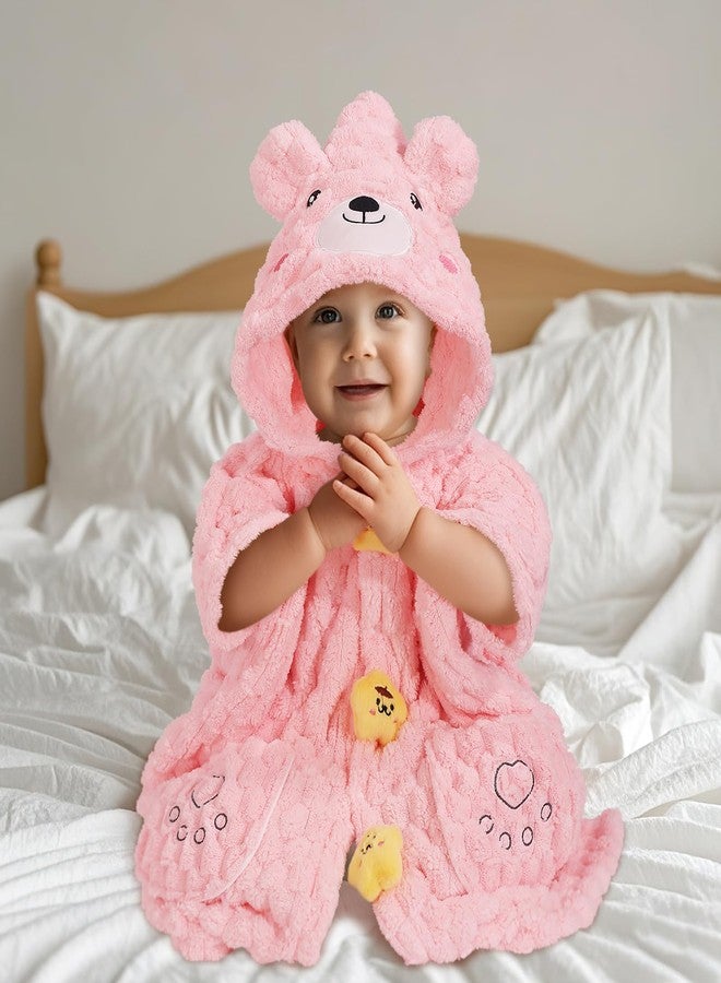 منشفة استحمام وودهوي للرضع، مناشف بونشو فاخرة من الصوف المرجاني للفتيات الصغيرات، مناشف بغطاء رأس للأطفال بمقاس كبير، فائقة الامتصاص لراحة الطفل - هدية رائعة للمواليد الجدد - Image 4