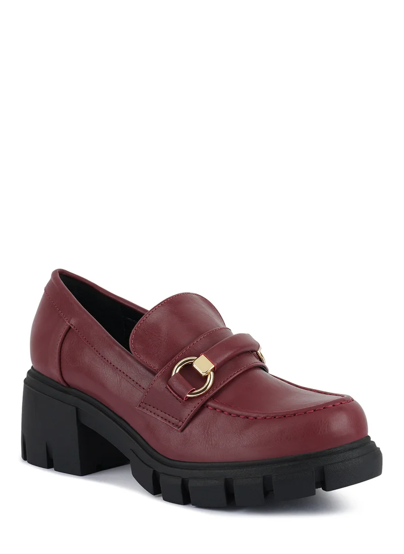 London Rag Burgundy Chunky Platform Loafers