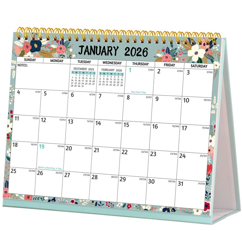 BowCuk Desk Calendar 2026 - Standing Flip Desktop Calendar 2026, 12 Months(January 2026 - December 2026), 11" x 8.5", Large with Notes, To-dos, Yearly Overview, Thick Paper, Great for Easy Planning - Image 1