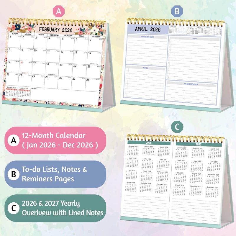 BowCuk Desk Calendar 2026 - Standing Flip Desktop Calendar 2026, 12 Months(January 2026 - December 2026), 11" x 8.5", Large with Notes, To-dos, Yearly Overview, Thick Paper, Great for Easy Planning - Image 5