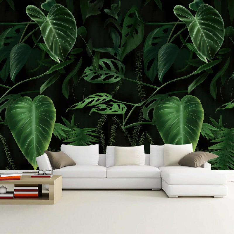 WFBHUAGreen Banana Leaf Wallpaper Mural Tropical Jungle Botanical Leaves Wallpaper for Living Room BedroomNot Peel and Stick
