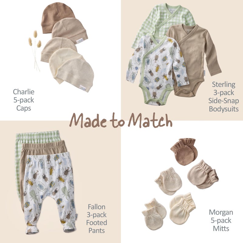 Butterblu Fallon 3-Pack Footed Pants 100% Organic Cotton Bottoms for Baby Boys & Girls, Little Bugger Check, 0-3 Months - Image 3