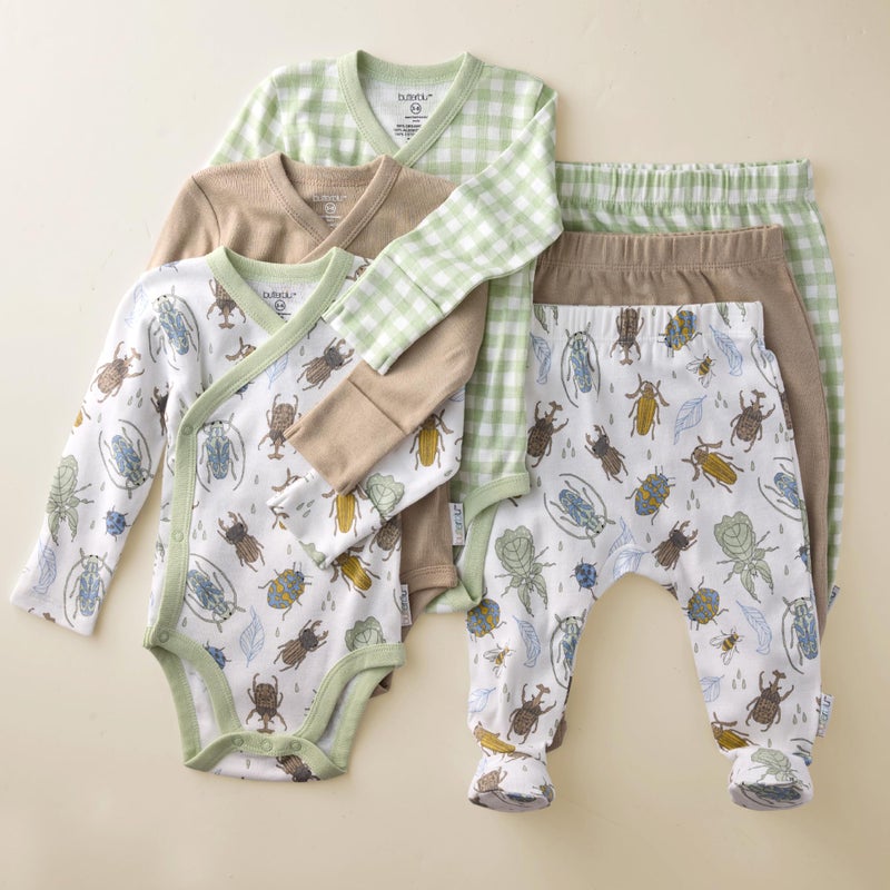 Butterblu Fallon 3-Pack Footed Pants 100% Organic Cotton Bottoms for Baby Boys & Girls, Little Bugger Check, 0-3 Months - Image 4