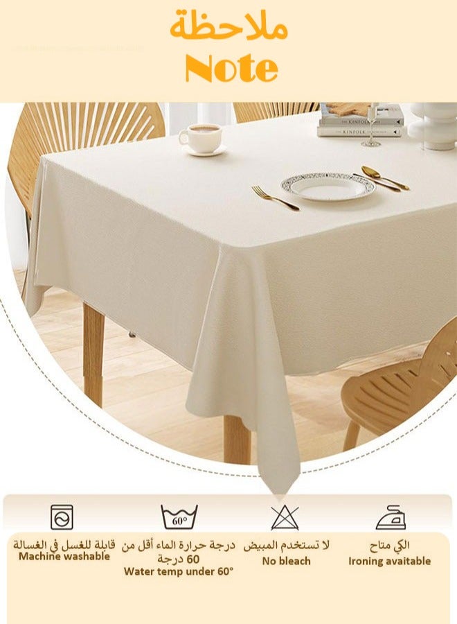 White Tablecloth 140*200 CM, Lambskin Tablecloth Waterproof, Wash-free Leather Table Cover, Wrinkle Resistant Table Cloth, Soft and Elegant Table Decor for Wedding Banquet Party Home Dining  - Image 5