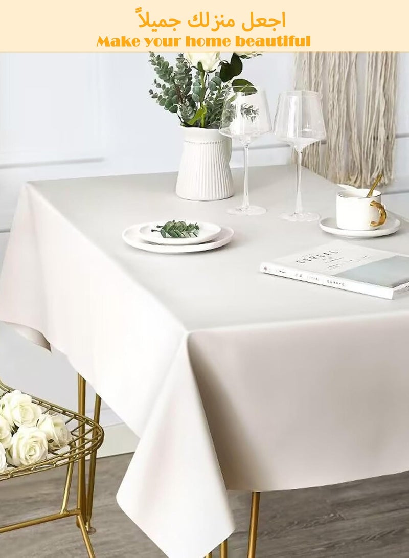 White Tablecloth 140*200 CM, Lambskin Tablecloth Waterproof, Wash-free Leather Table Cover, Wrinkle Resistant Table Cloth, Soft and Elegant Table Decor for Wedding Banquet Party Home Dining  - Image 4