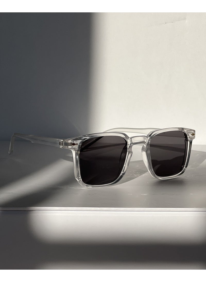 Tekno Trust Rectangular Olla Sunglasses UV400 Protected Women's Glasses Transparent Frame Gray Gradient 50 Plain UV40  - Image 1