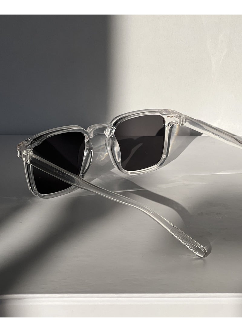 Tekno Trust Rectangular Olla Sunglasses UV400 Protected Women's Glasses Transparent Frame Gray Gradient 50 Plain UV40  - Image 5