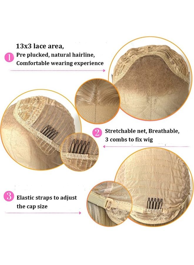 QD-Tizer Ash Blonde Hair Long Straight Synthetic Lace Front Wigs for Fashion Women Heat Resistant Natural Soft Hair Synthetic Lace Wigs with Baby Hair - Image 5