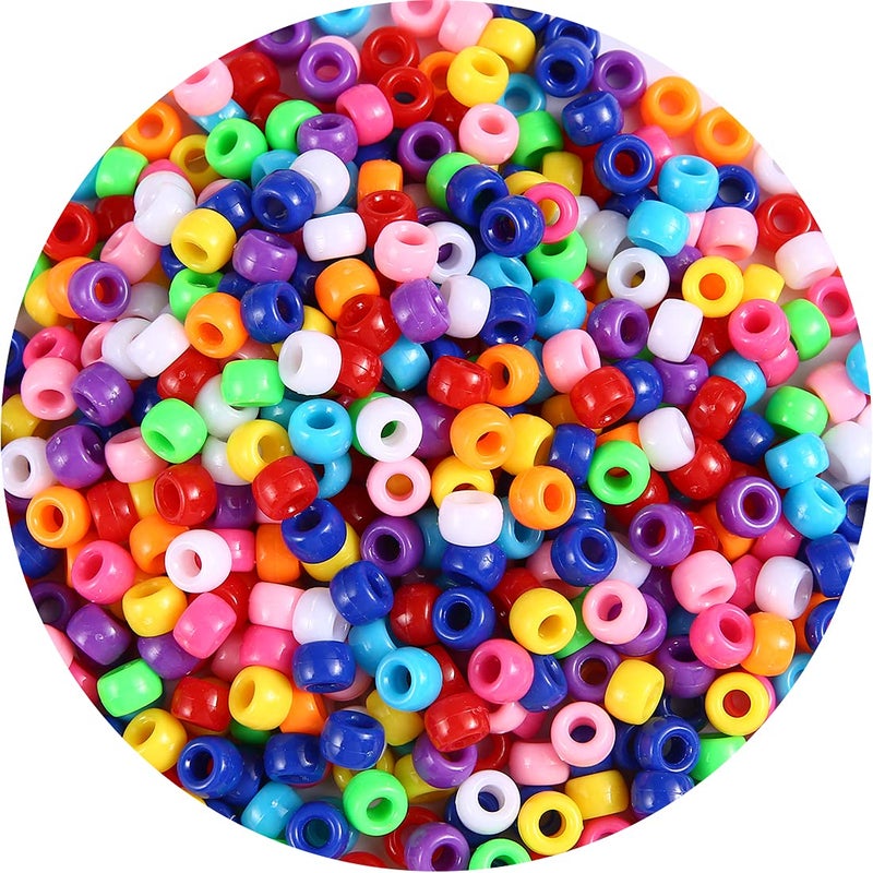 1000 pcs Pony Beads MultiColored Bracelet Beads for Hair Braids Crafts Plastic Beads Medium Pack Classic