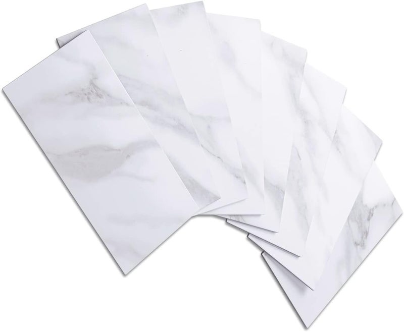 AULIGET 100 Piece Peel and Stick Backsplash PVC Tile, 3" x 6" Polished White Marble Look Stick on Tiles for Backsplash Kitchen, Bathroom, Laundry Room, Camper, Fireplace - Image 1