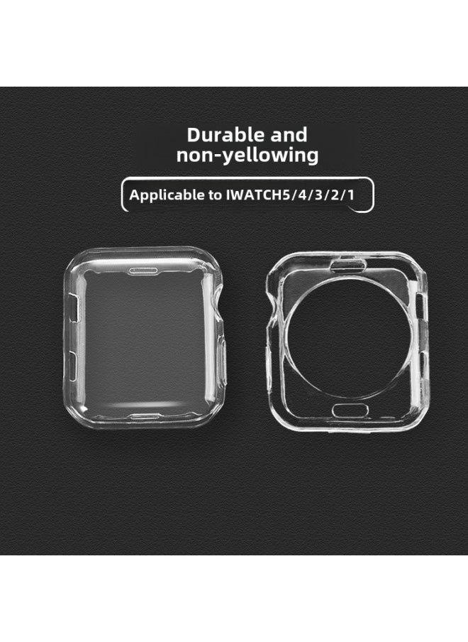 For Apple Watch 34567 Generation Transparent All-inclusive Case Iwatch Protective Case TPU Silicone Transparent Watch Case-Color:Transparent Full Package-Exterior Dimension:41MM