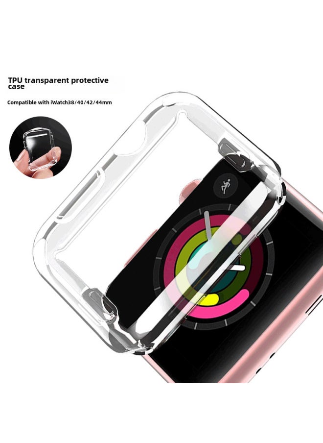 For Apple Watch 34567 Generation Transparent All-inclusive Case Iwatch Protective Case TPU Silicone Transparent Watch Case-Color:Transparent Full Package-Exterior Dimension:41MM