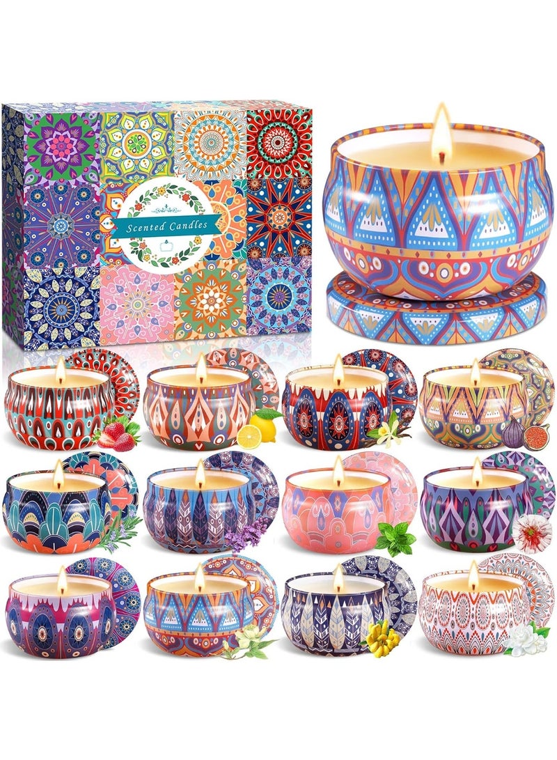 12PCS Natural Soy Wax Scented Candle Gift Set – Luxury Aromatic Candles with Multiple Fragrances, Smokeless Long Burning 16–18 Hours per Candle in Reusable Metal Tins, Perfect for Home Décor, Relaxation, Bath, Yoga, Meditation, Weddings, Birthdays & Mother's Day Gifts - Image 1