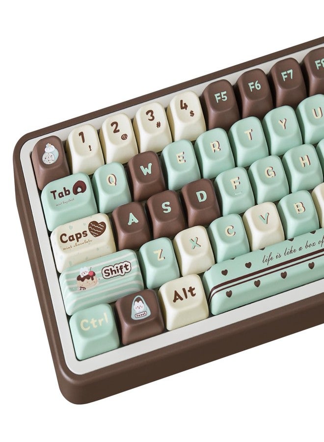 أغطية مفاتيح COOMICKEY PBT، أغطية مفاتيح FOA Profile Cute Mint Chocolate، 145 مفتاحًا، مجموعة أغطية مفاتيح مخصصة بتقنية التسامي الحراري مع أداة سحب أغطية المفاتيح للوحات المفاتيح الميكانيكية بمفاتيح Cherry Gateron MX - Image 1