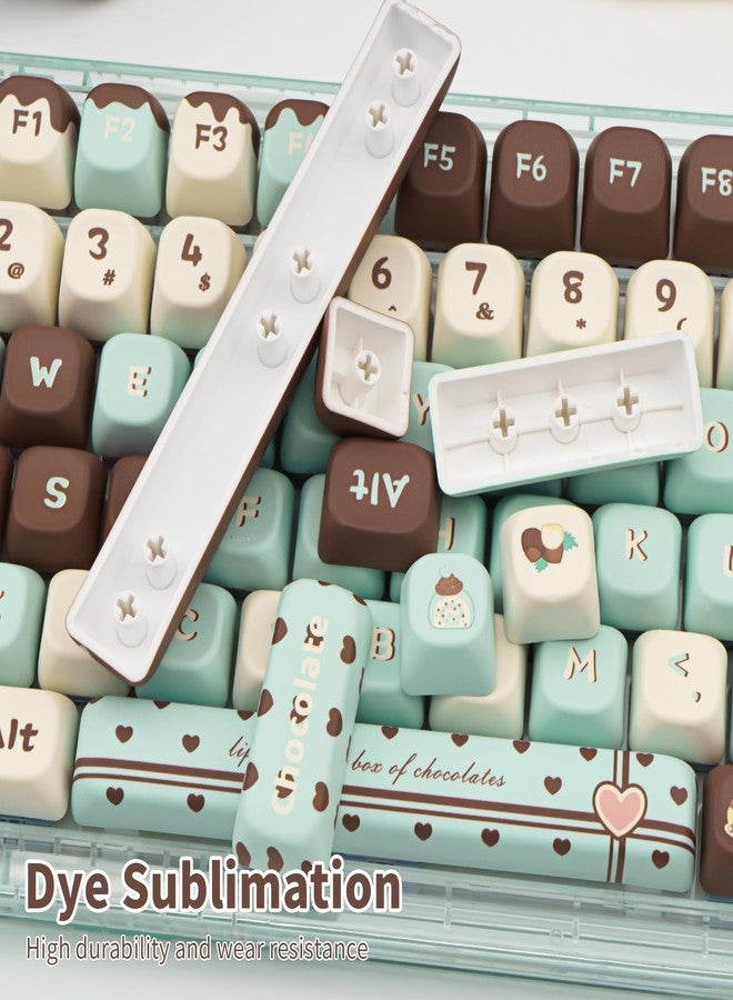أغطية مفاتيح COOMICKEY PBT، أغطية مفاتيح FOA Profile Cute Mint Chocolate، 145 مفتاحًا، مجموعة أغطية مفاتيح مخصصة بتقنية التسامي الحراري مع أداة سحب أغطية المفاتيح للوحات المفاتيح الميكانيكية بمفاتيح Cherry Gateron MX - Image 4