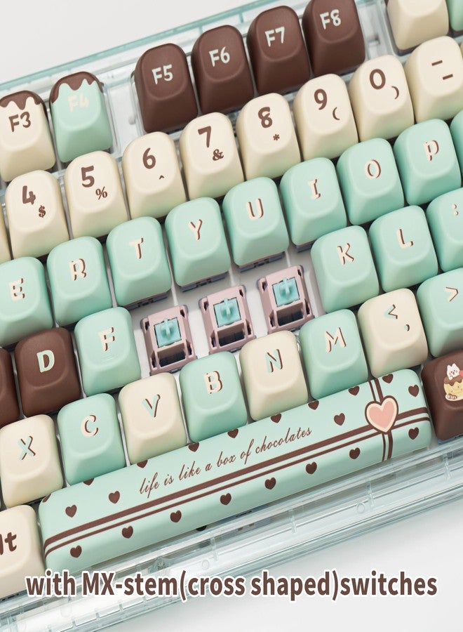 أغطية مفاتيح COOMICKEY PBT، أغطية مفاتيح FOA Profile Cute Mint Chocolate، 145 مفتاحًا، مجموعة أغطية مفاتيح مخصصة بتقنية التسامي الحراري مع أداة سحب أغطية المفاتيح للوحات المفاتيح الميكانيكية بمفاتيح Cherry Gateron MX - Image 5