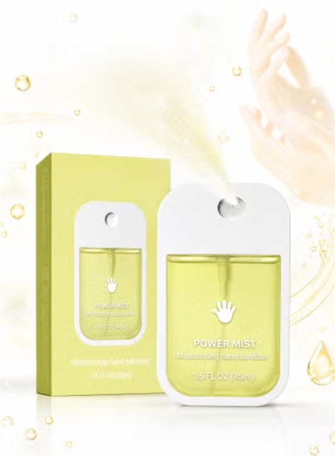45ml Power Mist Hydrating Hand Sanitizer Spray, Gentle Moisturizing Quick Dry Disinfect Hand Spray, Yellow Portable Travel Size - Image 1