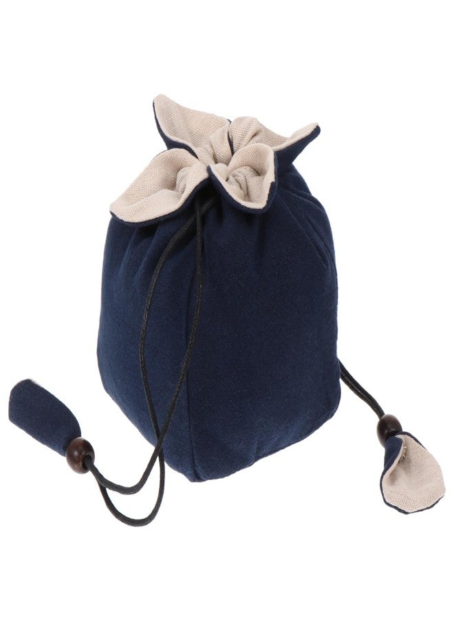TENDYCOCO Tea Set Storage Bag Portable Cotton Linen Teapot Pouch Travel Small Storage Bag for Teacups and Tea Accessories 3.54X3.54X4.92In - Image 1
