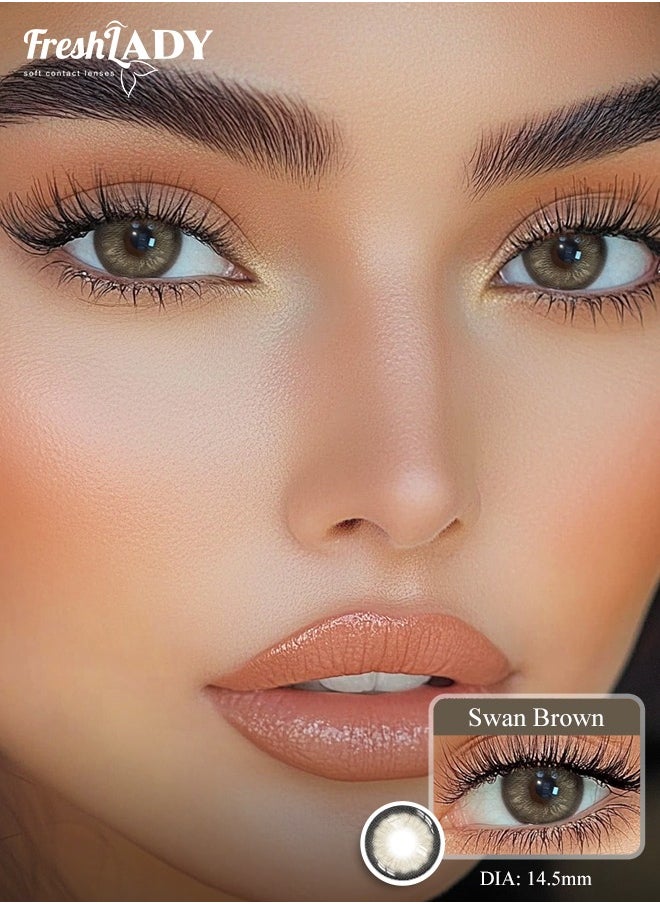 FreshLady Freshlady Swan Brown 14.50mm Colored Contact Lenses 1 Year Disposable for Daily Wear  - Image 1