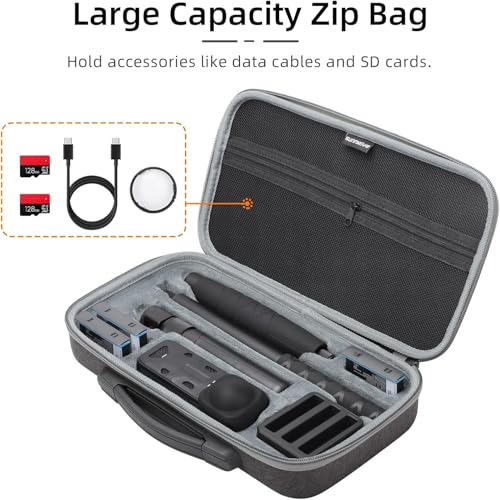 Careflection Premium Carry Case for Insta360 X4 Camera, PU Hard Shell With Strap & Handle, Anti-Scratch Liner Design, Travel Accessories for Insta360 X4 - Image 5