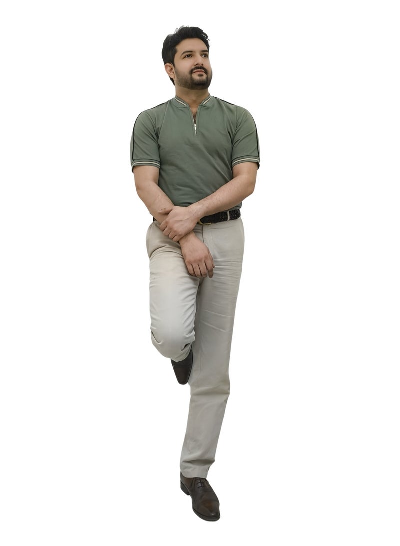 AWESOME STYLE GIFTS COTTON ZEN MEN T-SHIRT OLIVE GREEN  - Image 2
