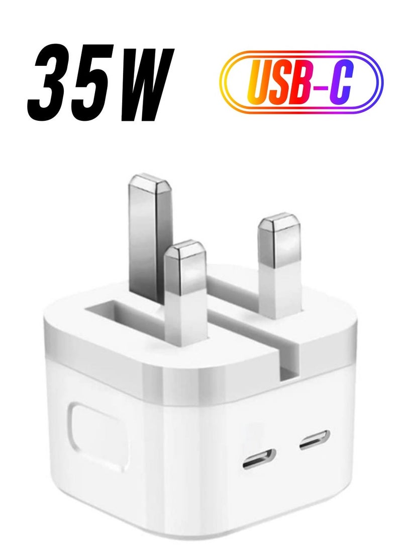 محول طاقة سريع بشاحن مزدوج 35 واط USB-C+C لهواتف آيفون 13 و14 - Image 1