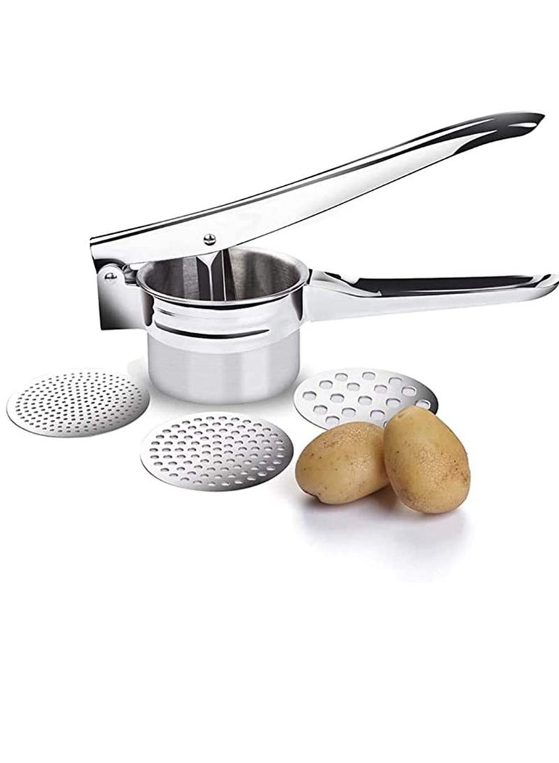 NIBEMINENT Potato Ricer, Stainless Steel Masher Manual for Fruits, Vegetables and More, with 3 Interchangeable Gasket, Fruit Juicer, Vegetable Tools - Image 1