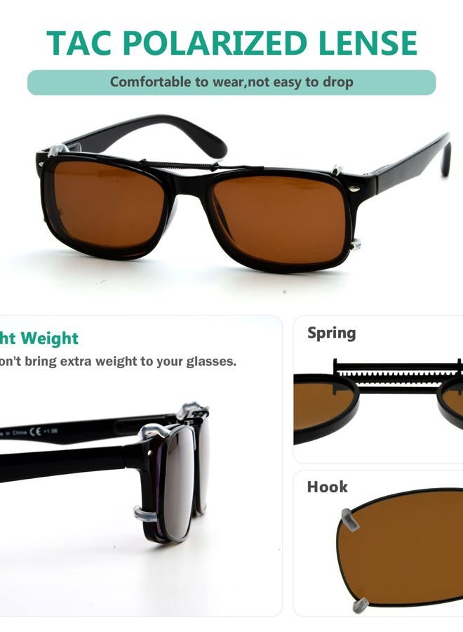 Eyekepper Large Clip On Sunglasses With Spring Draw Bar Polarized, Brown, 54*37MM - Image 4