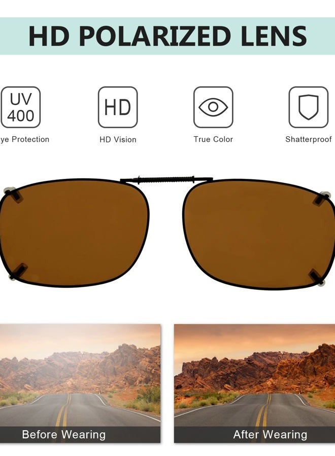 Eyekepper Large Clip On Sunglasses With Spring Draw Bar Polarized, Brown, 54*37MM - Image 5