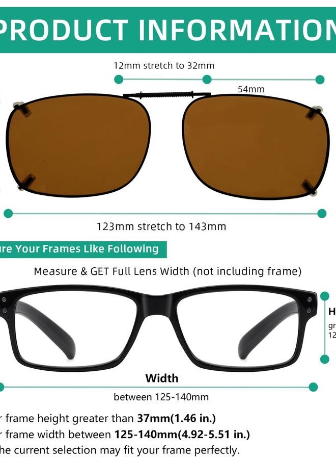 Eyekepper Large Clip On Sunglasses With Spring Draw Bar Polarized, Brown, 54*37MM - Image 3