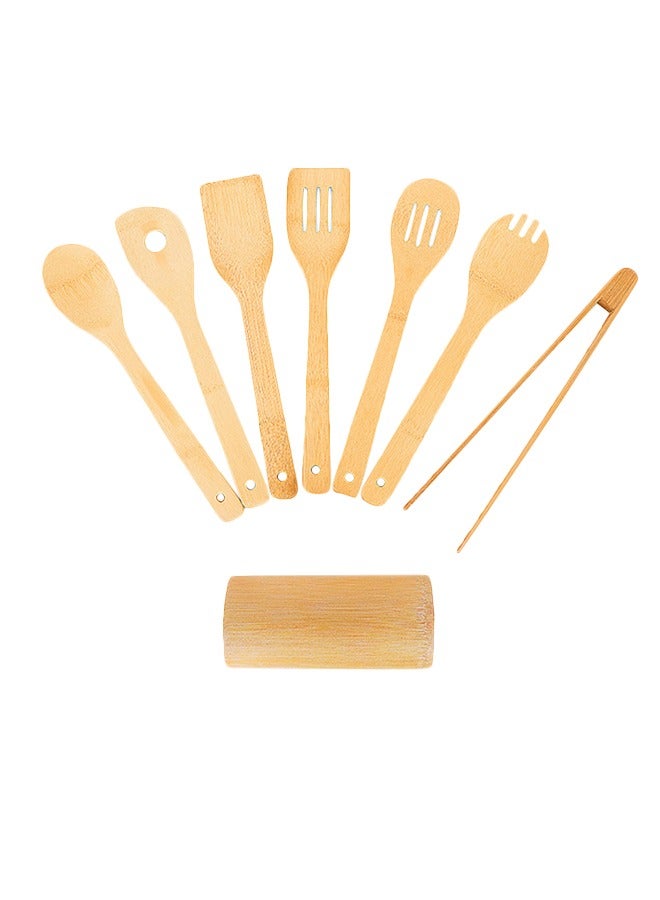 طقم أدوات مطبخ من الخيزران ملعقة للقلي ملعقة للقلي - Image 2