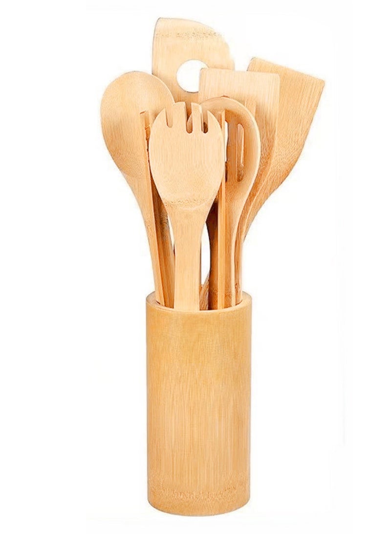 طقم أدوات مطبخ من الخيزران ملعقة للقلي ملعقة للقلي - Image 1