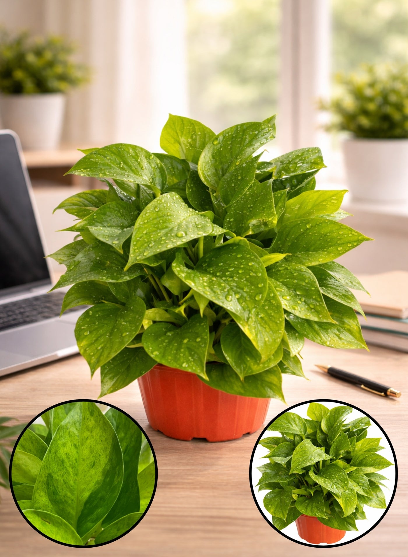 Money Plant Live Indoor Plant | Epipremnum Aureum Pothos | Air Purifying Decorative Houseplant for Home Office Desk Decor