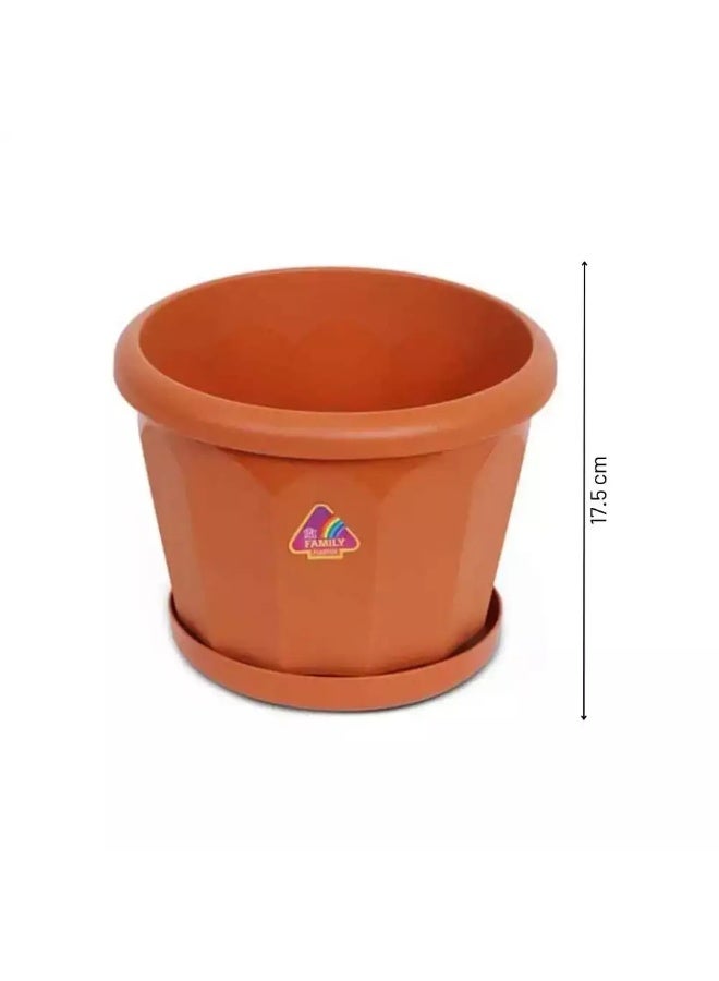 Plastic Plants Pot Container Indoor and Outdoor Plant Holder with tray, Lotus Planter for Balcony Garden Brown- 7 Inch - Image 2