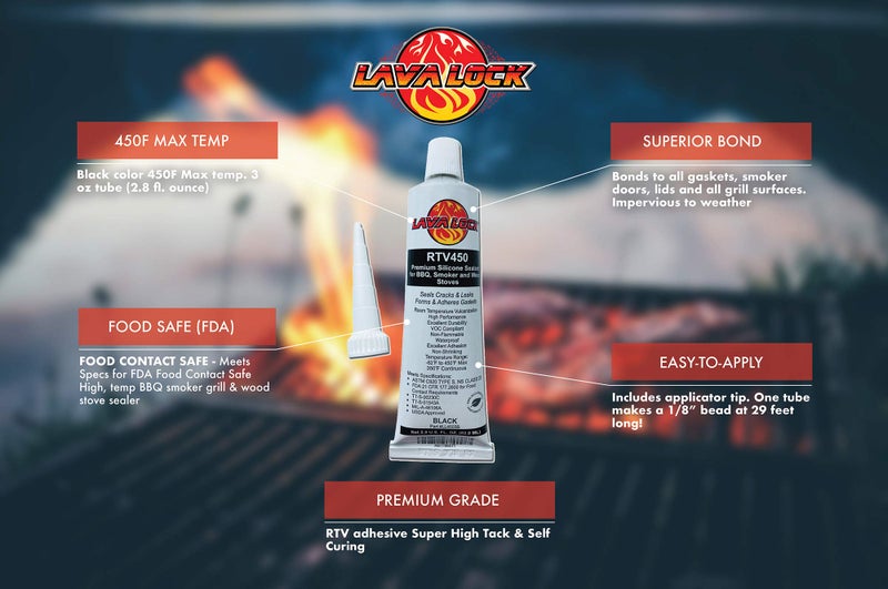 LavaLock® Black Food Safe BBQ Adhesive 3 oz Grill Smoker High Temp RTV Silicon - Image 2