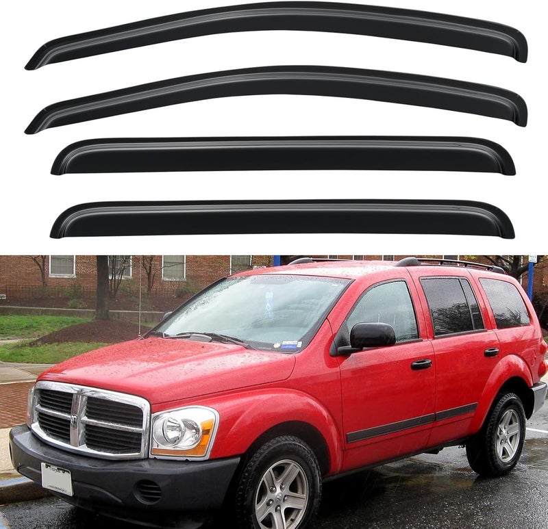 YQAUTEC Window Visors Rain Guards for 2004-2009 Dodge Durango & 2007-2009 Chrysler Aspen - Image 1