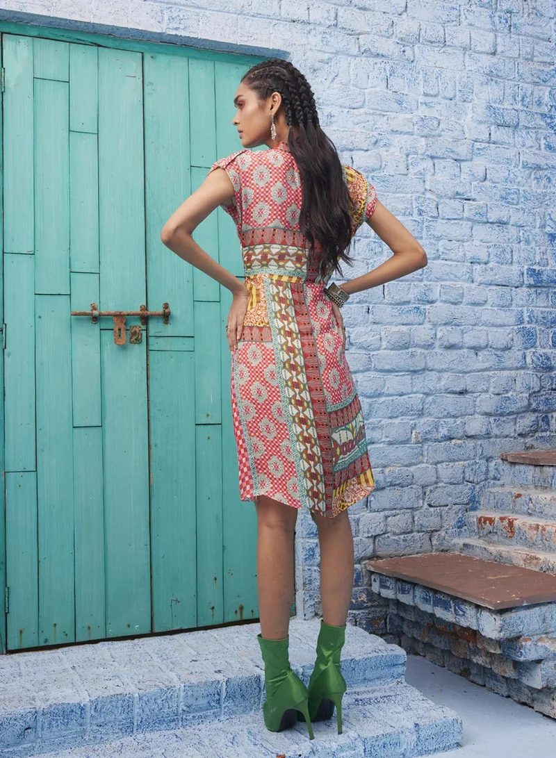 Bhanuni By Jyoti  LEMONADE PINK & INDIAN RED MINI DRESS for Women | Best Price UAE