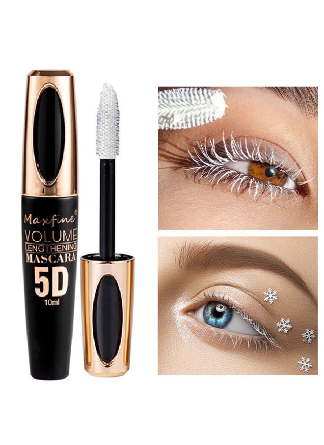 Maxfine - Mascara Volume Lengthening，5D Silk Fiber Mascara with Folding Eyelash Comb Brush,Liquid Colored Mascara Lash Extensions,Waterproof, Sweat-proof, Non-blooming, Long and Multi-color Base#03 - Image 1