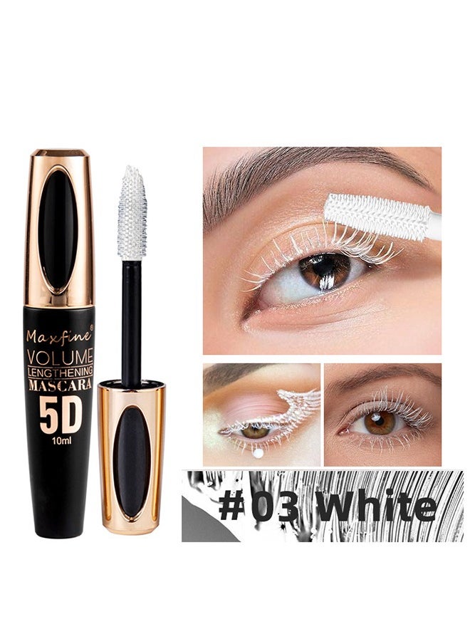 Maxfine - Mascara Volume Lengthening，5D Silk Fiber Mascara with Folding Eyelash Comb Brush,Liquid Colored Mascara Lash Extensions,Waterproof, Sweat-proof, Non-blooming, Long and Multi-color Base#03 - Image 1