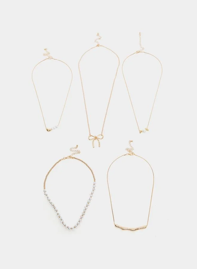 Pack of 5 - Assorted Pendant Beaded Necklace