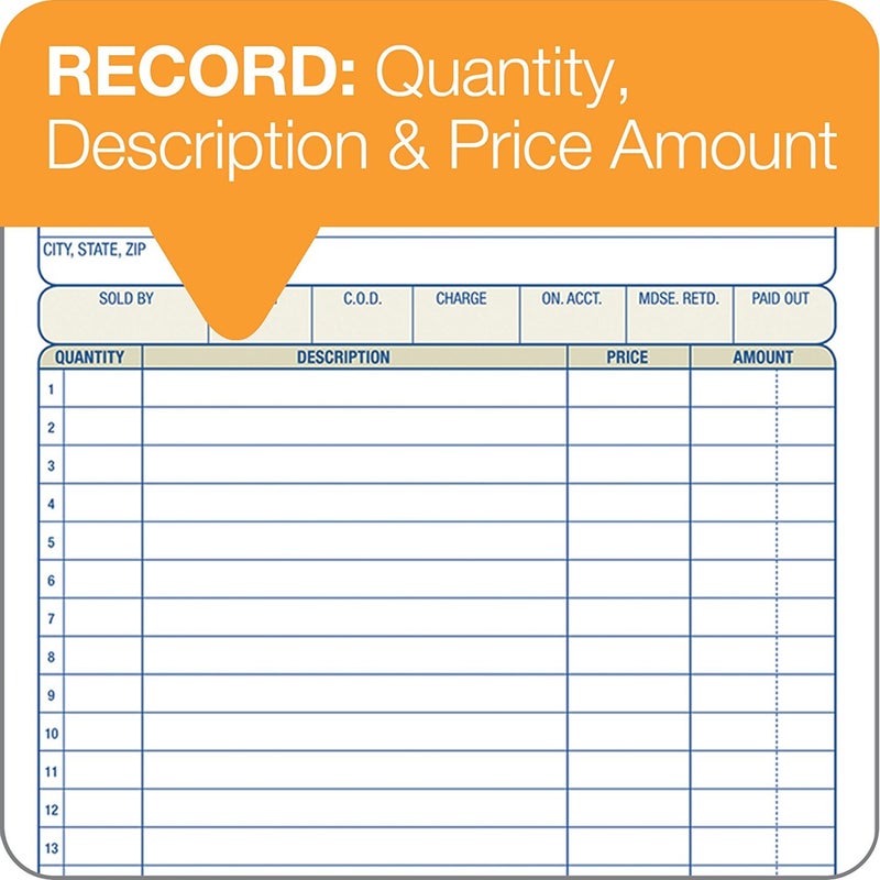Adams Sales Order Book, 2-Part, Carbonless, White/Canary, 5-9/16 x 8-7/16 Inches, 50 Sets per Book (DC5805) (20) - Image 2