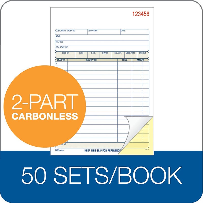 Adams Sales Order Book, 2-Part, Carbonless, White/Canary, 5-9/16 x 8-7/16 Inches, 50 Sets per Book (DC5805) (20) - Image 4